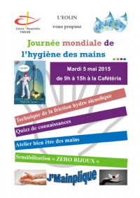 Journée mondiale de l'hygiène des mains. Le mardi 5 mai 2015 à Thuir. Pyrenees-Orientales.  09H00